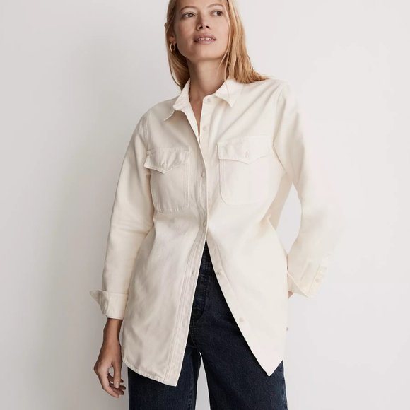 [NWT] Madewell Twill Shirt-Jacket in Cream - Picture 1 of 4